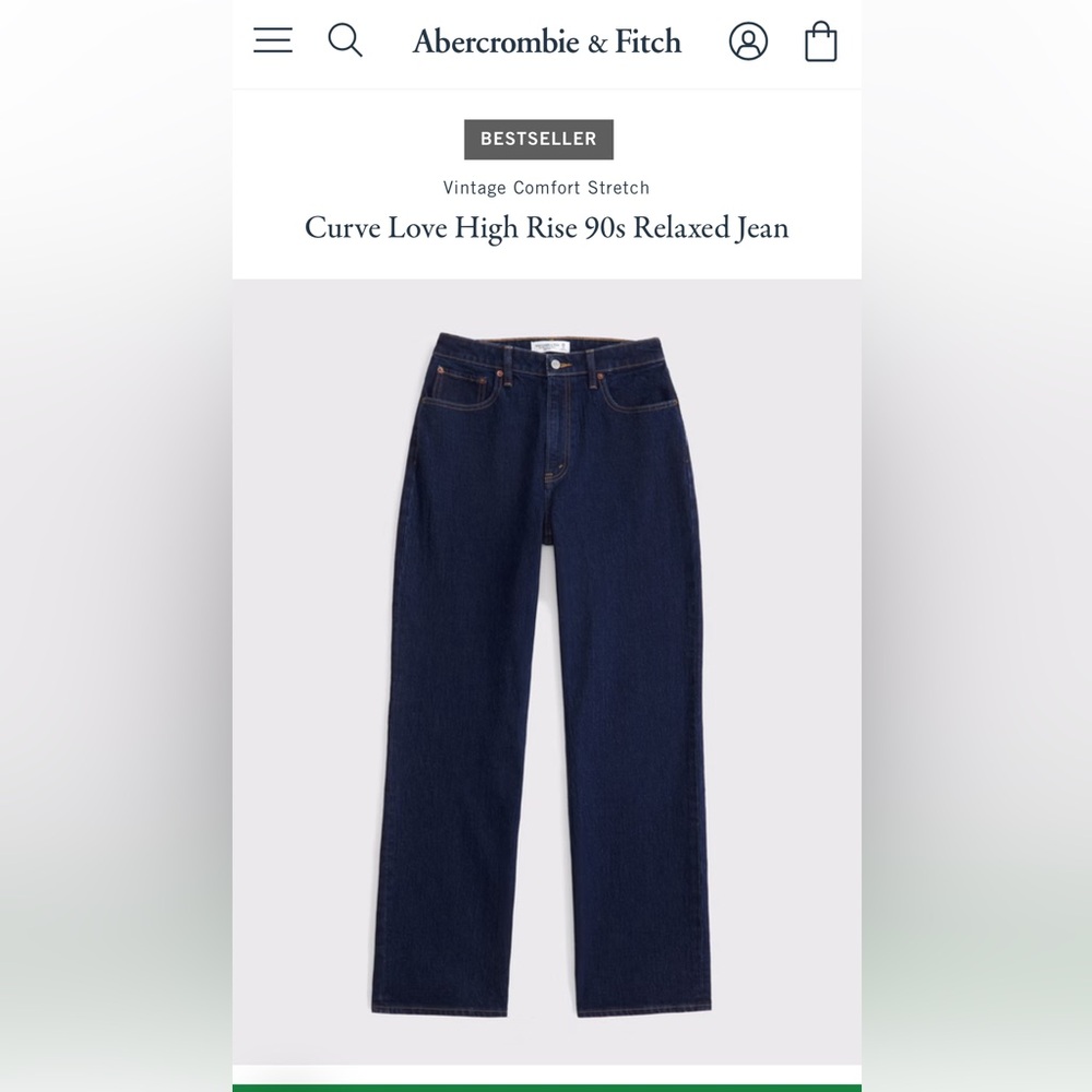 Abercombie & Fitch Curve Love High Rise 90s Relaxed Jean 29L